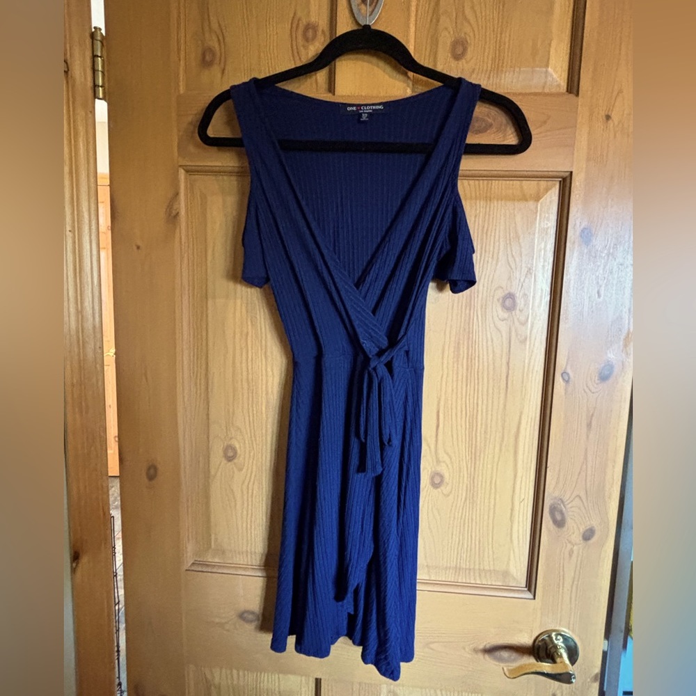 Dark Blue Dress with Cut Out Shoulders, One Clothing Los Angeles